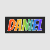 Voornaam "DANIEL": Fun Rainbow-kleuren Naamplaatje (Voorkant)