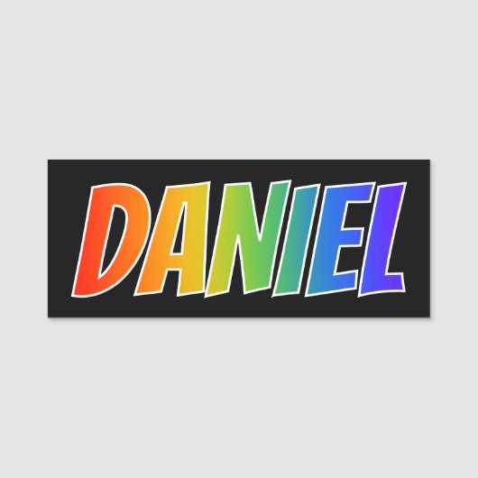Voornaam "DANIEL": Fun Rainbow-kleuren Naamplaatje (Voorkant)
