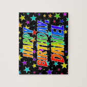 Voornaam "DANIEL", geun "HAPPY BIRTHDAY" Legpuzzel (Verticaal)