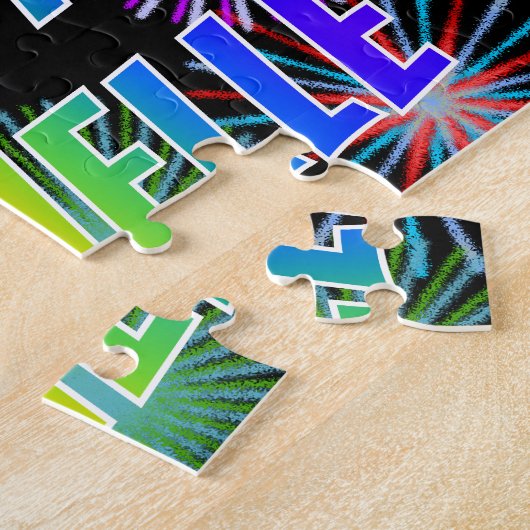 Voornaam "DANIELLE", geun "HAPPY BIRTHDAY" Legpuzzel (Zijkant)