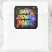 Voornaam "DANNY", geun "HAPPY BIRTHDAY" Vierkante Sticker (Tas)