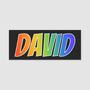 Voornaam "DAVID": Fun Rainbow-kleuren Naamplaatje