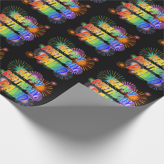 Voornaam "DAVID", geun "HAPPY BIRTHDAY" Cadeaupapier (Hoek)