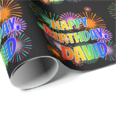 Voornaam "DAVID", geun "HAPPY BIRTHDAY" Cadeaupapier (Rol Hoek)