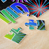 Voornaam "DAVID", geun "HAPPY BIRTHDAY" Legpuzzel (Zijkant)