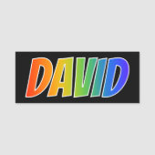 Voornaam "DAVID": vun regenboogkleuren Naamplaatje (Voorkant)
