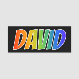 Voornaam "DAVID": vun regenboogkleuren Naamplaatje