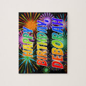 Voornaam "DEBORAH", geun "HAPPY BIRTHDAY" Legpuzzel (Verticaal)