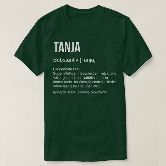 Voornaam Definitie Funny Name Gift Tanja T-shirt (Design voorkant)