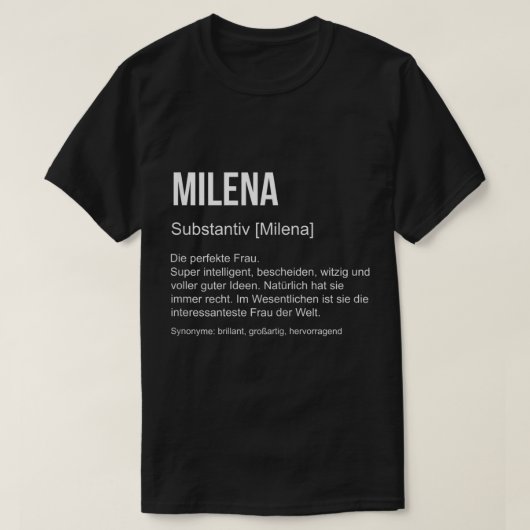 Voornaam Definitie Naam Funny Name Gift Milena T-S T-shirt (Design voorkant)