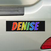 Voornaam "DENISE": vun regenboogkleuren Bumpersticker (Op auto)