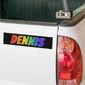 Voornaam "DENNIS": vun regenboogkleuren Bumpersticker (Op Truck)