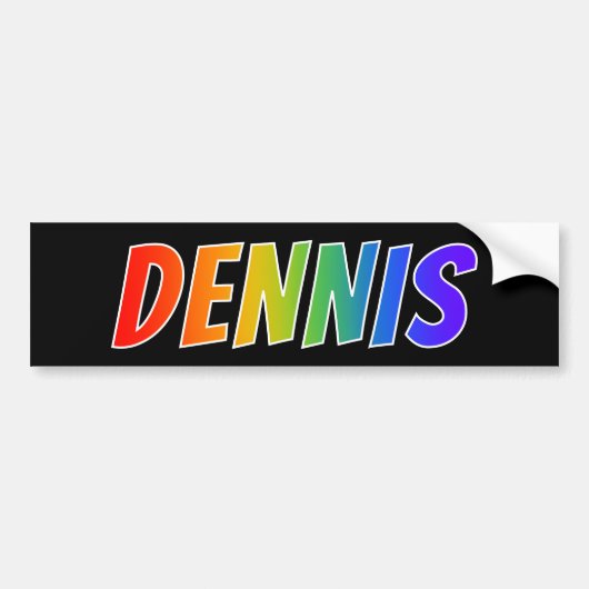 Voornaam "DENNIS": vun regenboogkleuren Bumpersticker (Voorkant)