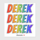 Voornaam "DEREK" w / Fun Rainbow Coloring Sticker (Vel)