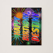 Voornaam "DESTINY", afgekort "HAPPY BIRTHDAY" Legpuzzel (Verticaal)