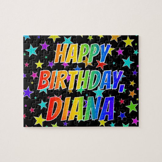 Voornaam DIANA, Fun "HAPPY BIRTHDAY" Legpuzzel (Horizontaal)