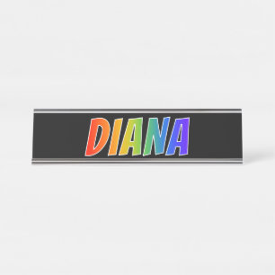 Voornaam "DIANA": Fun Rainbow-kleuren Bureau Naambordje