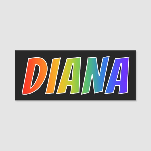 Voornaam "DIANA": Fun Rainbow-kleuren Naamplaatje (Voorkant)