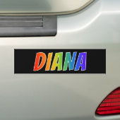 Voornaam "DIANA": vun regenboogkleuren Bumpersticker (Op auto)