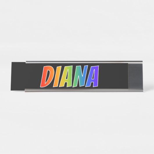 Voornaam "DIANA": vun regenboogkleuren Bureau Naambordje (Voorkant)