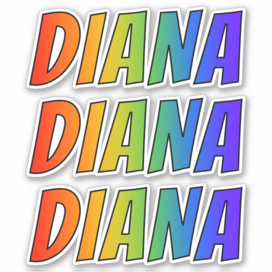 Voornaam "DIANA" w / Fun Rainbow Coloring Sticker (Voorkant)