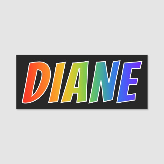 Voornaam "DIANE": Fun Rainbow-kleuren Naamplaatje (Voorkant)