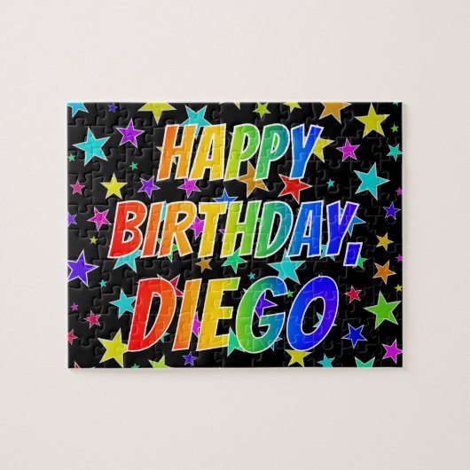 Voornaam DIEGO, Fun "HAPPY BIRTHDAY" Legpuzzel (Horizontaal)