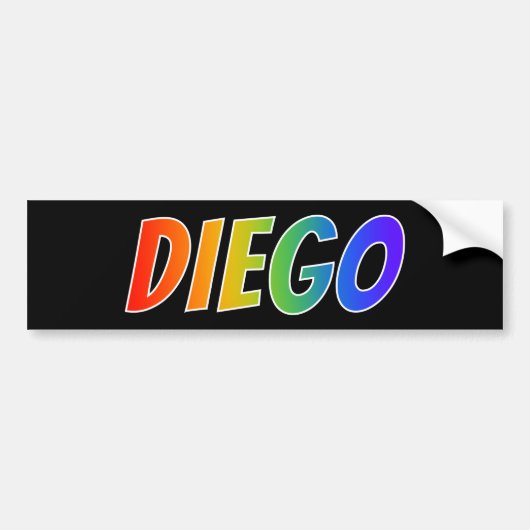 Voornaam "DIEGO": Fun Rainbow-kleuren Bumpersticker (Voorkant)