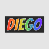 Voornaam "DIEGO": Fun Rainbow-kleuren Naamplaatje (Voorkant)