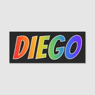 Voornaam "DIEGO": Fun Rainbow-kleuren Naamplaatje