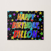 Voornaam DILLON, Fun "HAPPY BIRTHDAY" Legpuzzel (Horizontaal)