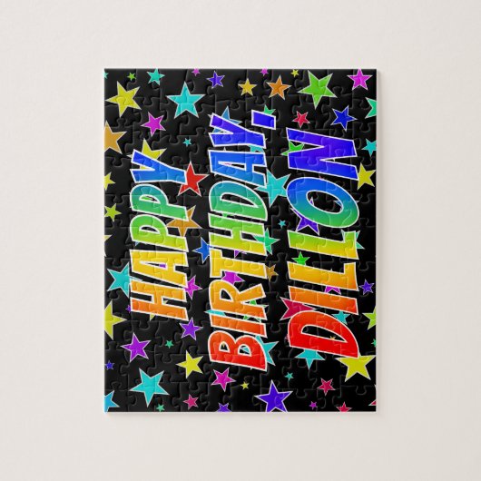 Voornaam DILLON, Fun "HAPPY BIRTHDAY" Legpuzzel (Verticaal)