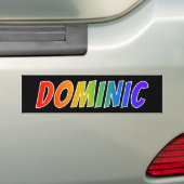Voornaam "DOMINIC": vun regenboogkleuren Bumpersticker (Op auto)