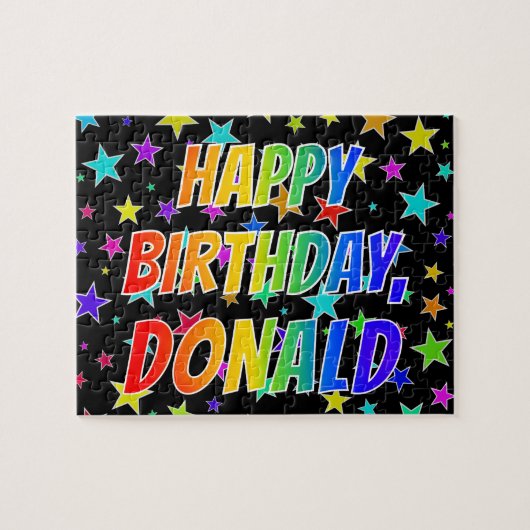 Voornaam DONALD, Fun "HAPPY BIRTHDAY" Legpuzzel (Horizontaal)