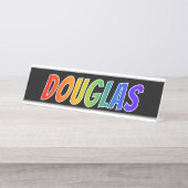 Voornaam "DOUGLAS": Fun Rainbow-kleuren Bureau Naambordje (Voorkant)