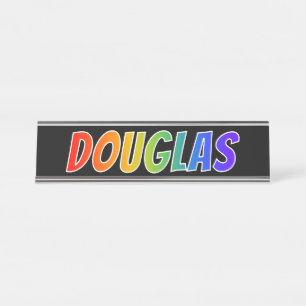 Voornaam "DOUGLAS": Fun Rainbow-kleuren Bureau Naambordje