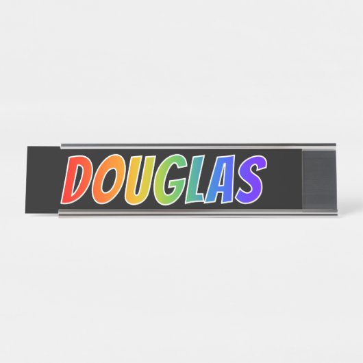 Voornaam "DOUGLAS": Fun Rainbow-kleuren Bureau Naambordje (Voorkant)