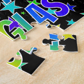 Voornaam "DOUGLAS", geun "HAPPY BIRTHDAY" Legpuzzel (Zijkant)