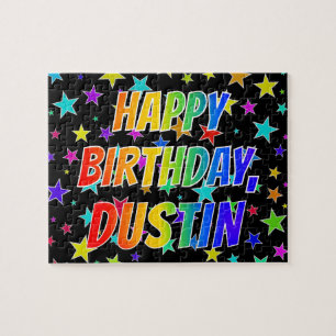 Voornaam DUSTIN, Fun "HAPPY BIRTHDAY" Legpuzzel