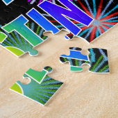 Voornaam "DUSTIN", geun "HAPPY BIRTHDAY" Legpuzzel (Zijkant)