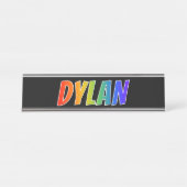 Voornaam "DYLAN": Fun Rainbow-kleuren Bureau Naambordje (Voorkant)