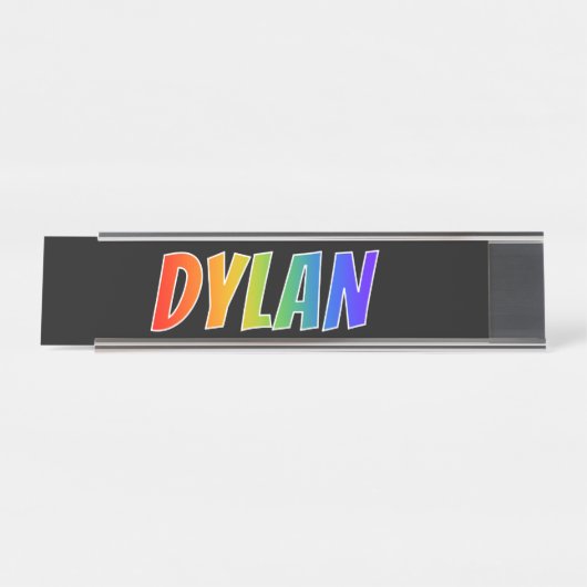 Voornaam "DYLAN": Fun Rainbow-kleuren Bureau Naambordje (Voorkant)