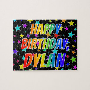 Voornaam "DYLAN", geun "HAPPY BIRTHDAY" Legpuzzel