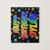 Voornaam "DYLAN", geun "HAPPY BIRTHDAY" Legpuzzel (Verticaal)