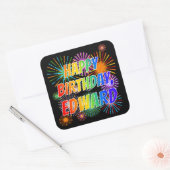 Voornaam "EDWARD", geun "HAPPY BIRTHDAY" Vierkante Sticker (Envelop)