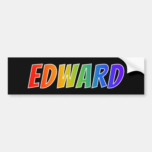 Voornaam "EDWARD": vun regenboogkleuren Bumpersticker (Voorkant)