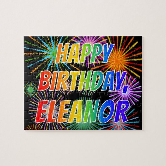 Voornaam "ELEANOR", geun "HAPPY BIRTHDAY" Legpuzzel (Horizontaal)