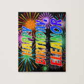 Voornaam "ELEANOR", geun "HAPPY BIRTHDAY" Legpuzzel (Verticaal)