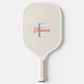 Voornaam Elegante Crème Monogram Beginletter Naam Pickleball Paddle (Achterkant)