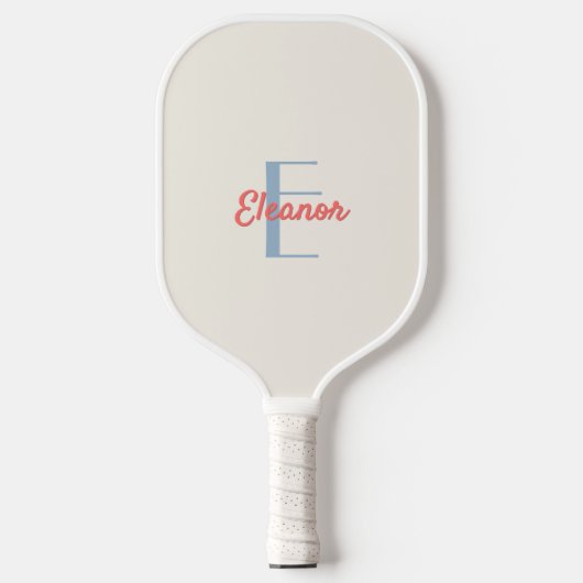 Voornaam Elegante Crème Monogram Beginletter Naam Pickleball Paddle (Voorkant)